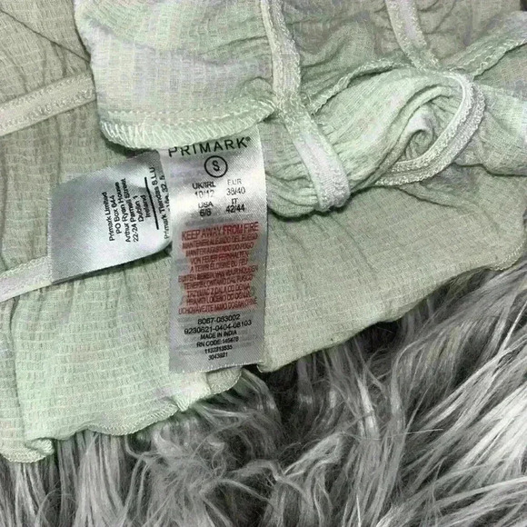 Primark Green Eyelet Floral Puff Sleeve Stretch Crop Smocked Peasant Blouse, S - Picture 7 of 12